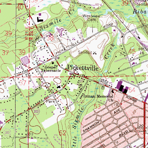 Topographic Map of Pickettville, FL