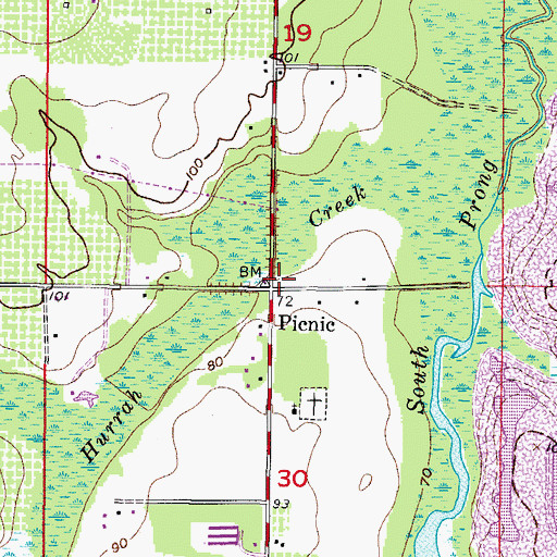 Topographic Map of Picnic, FL