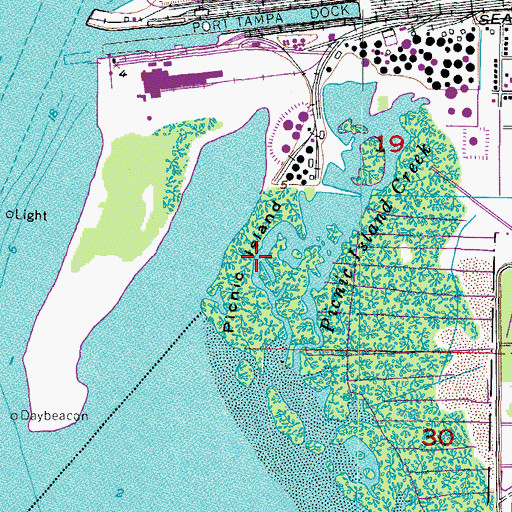 Topographic Map of Picnic Island, FL