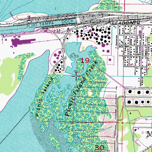 Topographic Map of Picnic Island Creek, FL