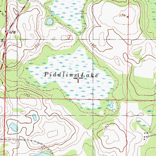 Topographic Map of Piddlins Lake, FL
