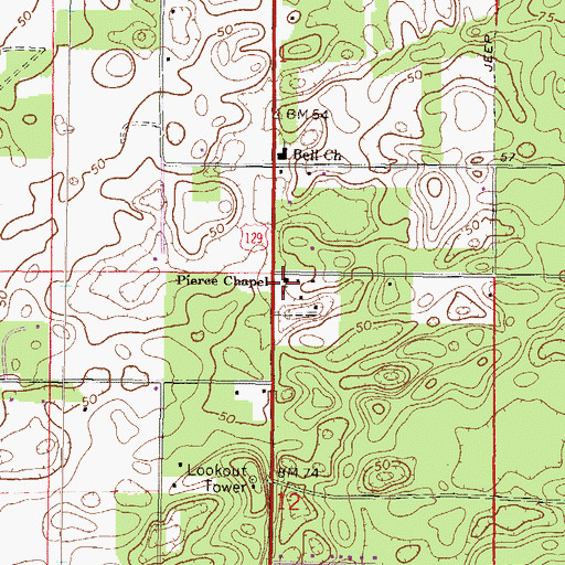 Topographic Map of Pierce Chapel, FL