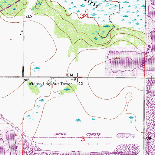 Topographic Map of Pierce Lookout Tower, FL