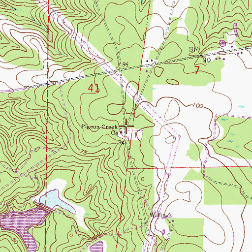 Topographic Map of Pigeon Creek Church, FL