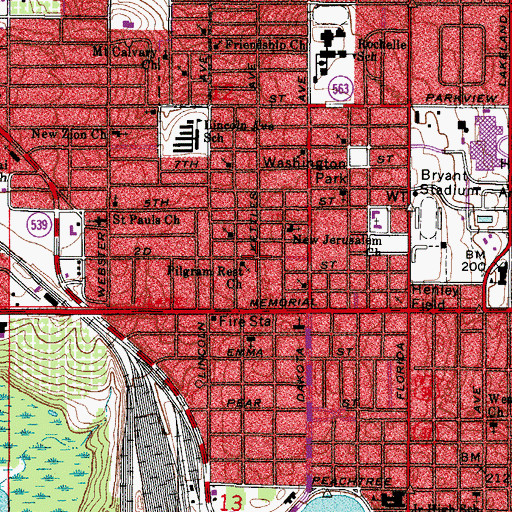Topographic Map of Pilgram Rest Church, FL