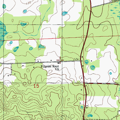 Topographic Map of Pilgrim Rest Church, FL