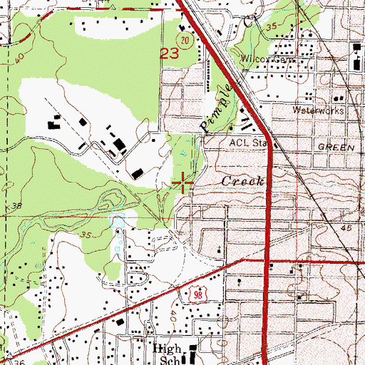 Topographic Map of Pimple Creek, FL