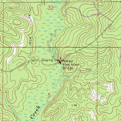 Topographic Map of Pine Allen Bridge, FL