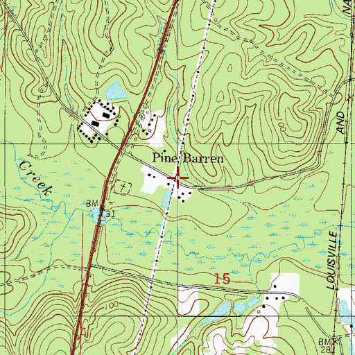 Topographic Map of Pine Barren, FL