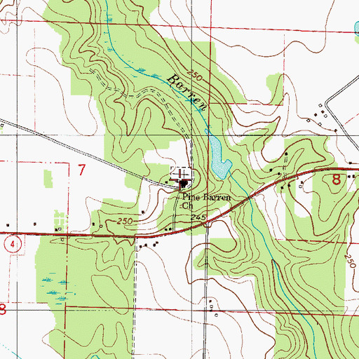 Topographic Map of Pine Barren Church, FL