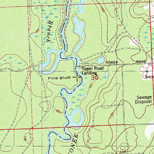 Topographic Map of Pine Bluff, FL