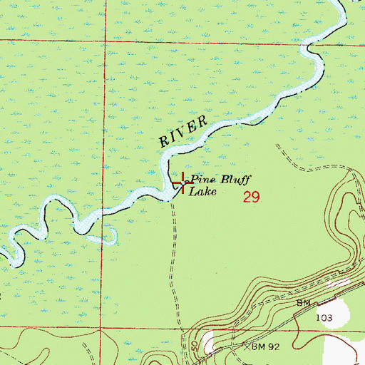 Topographic Map of Pine Bluff Lake, FL