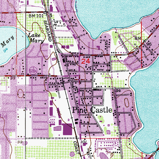 Topographic Map of Pine Castle, FL