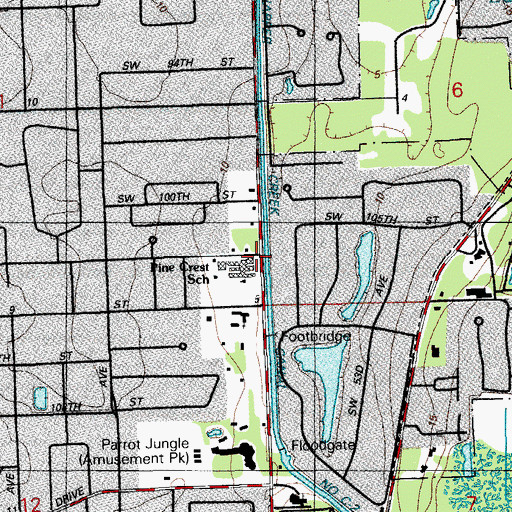 Topographic Map of Pinecrest Elementary School, FL
