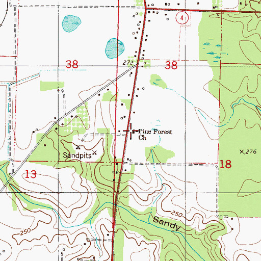 Topographic Map of Pine Forest Church, FL