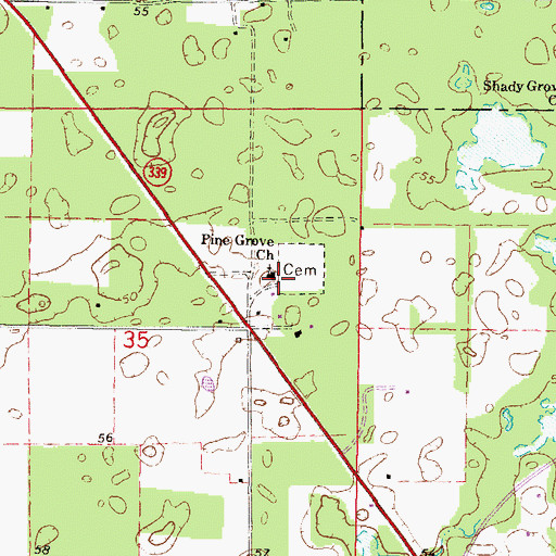 Topographic Map of Pine Grove Baptist Church, FL
