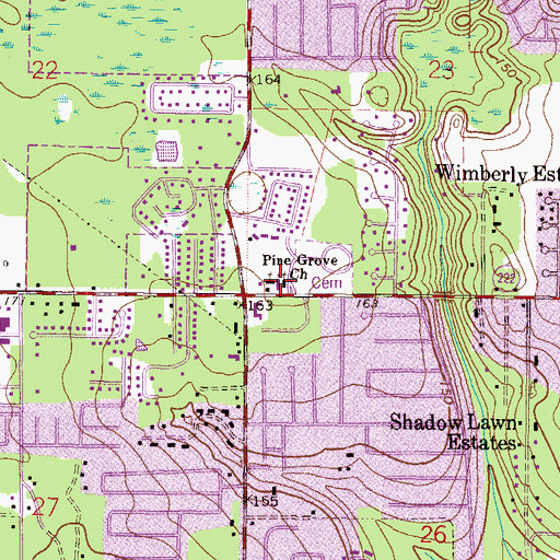Topographic Map of Pine Grove Baptist Church, FL