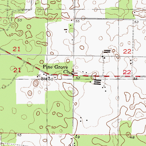 Topographic Map of Pine Grove Church, FL