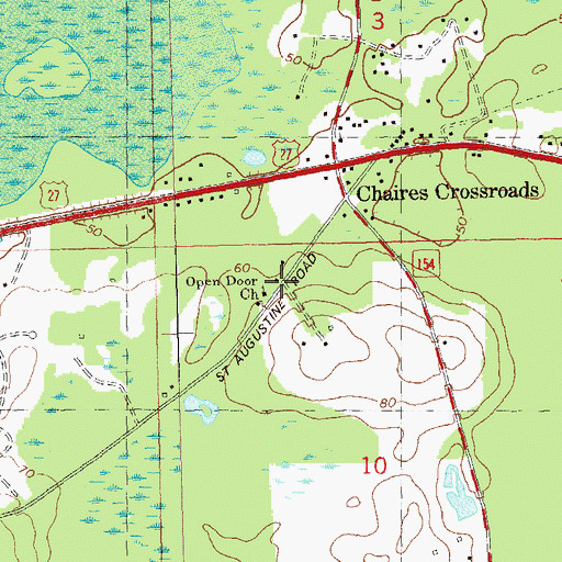 Topographic Map of Pine Grove Church, FL