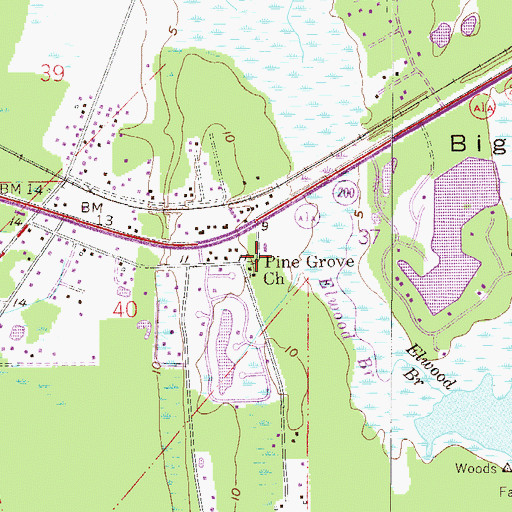 Topographic Map of Pine Grove Church, FL