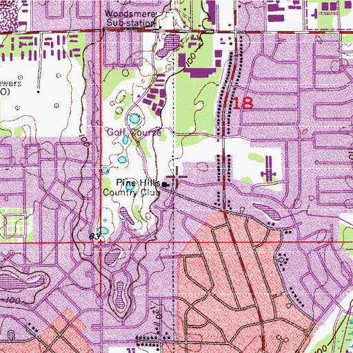 Topographic Map of Pine Hills Country Club, FL
