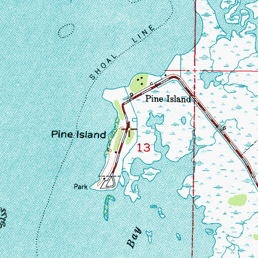 Topographic Map of Pine Island, FL