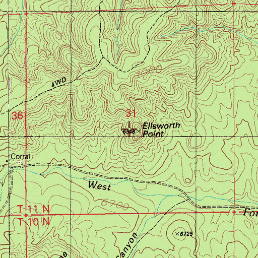 Topographic Map of Ellsworth Point, AZ