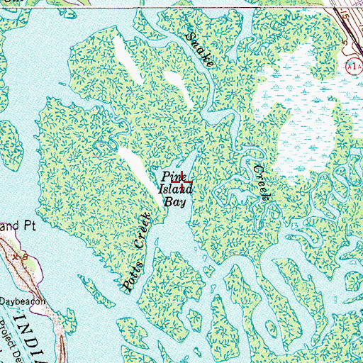 Topographic Map of Pine Island Bay, FL