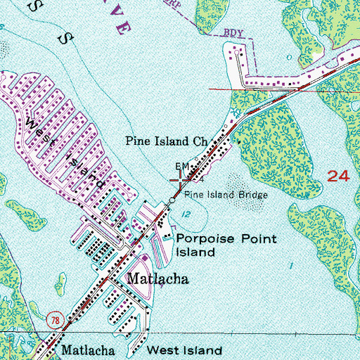 Topographic Map of Pine Island Bridge, FL