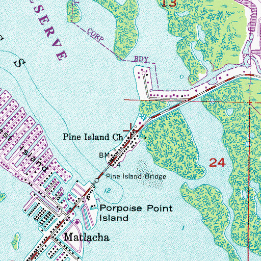 Topographic Map of Pine Island Church, FL