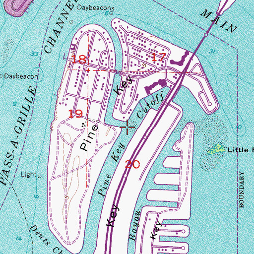Topographic Map of Pine Key Cutoff, FL