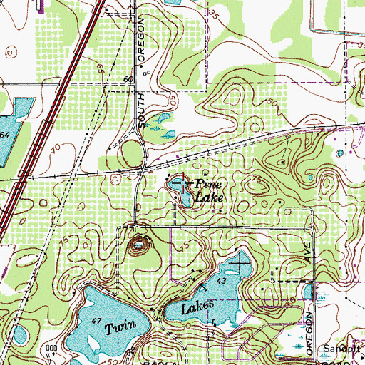 Topographic Map of Pine Lake, FL