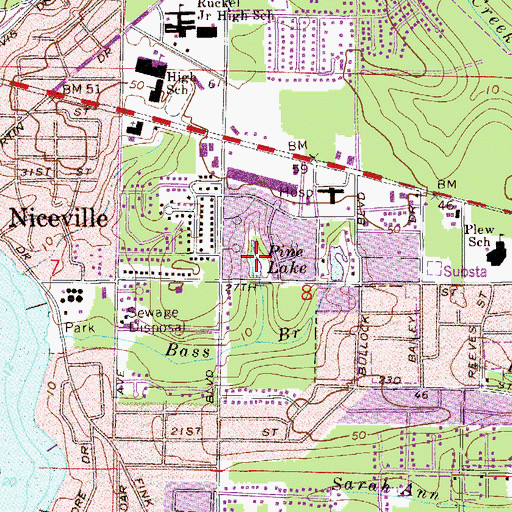 Topographic Map of Pine Lake, FL
