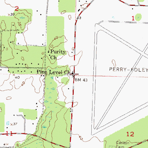 Topographic Map of Pine Level Church, FL