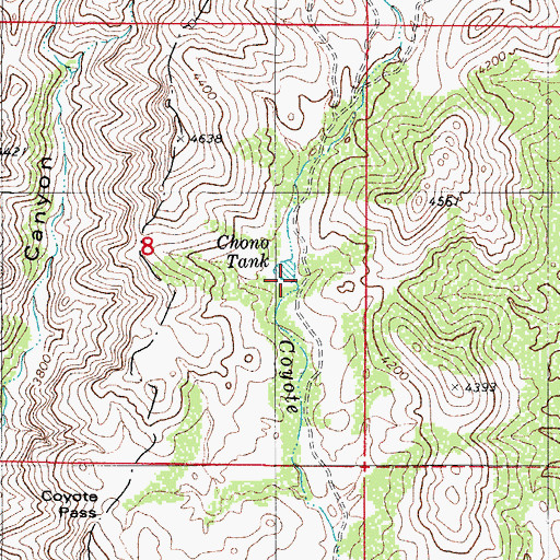 Topographic Map of Chono Tank, AZ