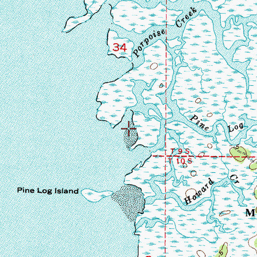 Topographic Map of Pine Log Creek, FL