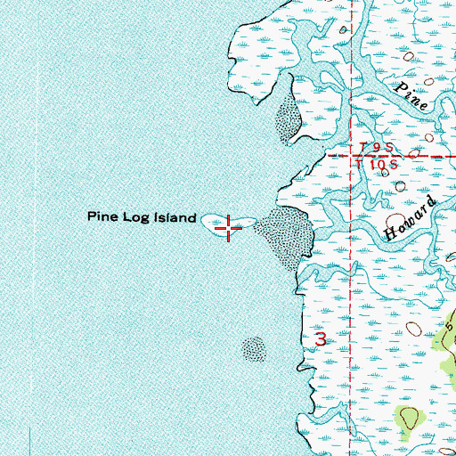 Topographic Map of Pine Log Island, FL
