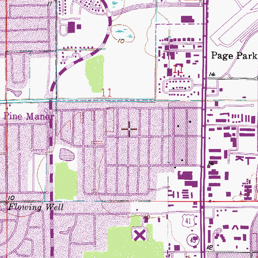 Topographic Map of Pine Manor, FL