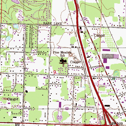 Topographic Map of Pine Meadow School, FL