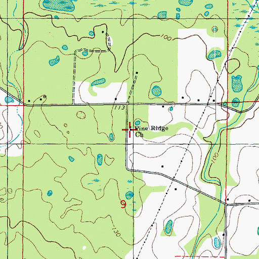 Topographic Map of Pine Ridge Church, FL