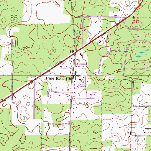 Topographic Map of Pine Rose Church, FL