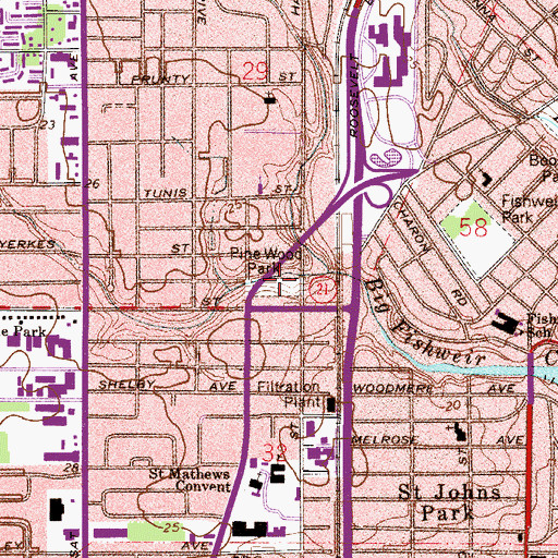 Topographic Map of Pine Wood Park, FL