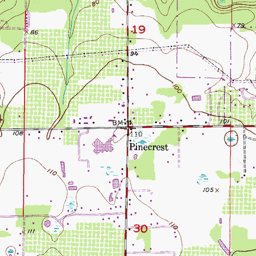 Topographic Map of Pinecrest, FL