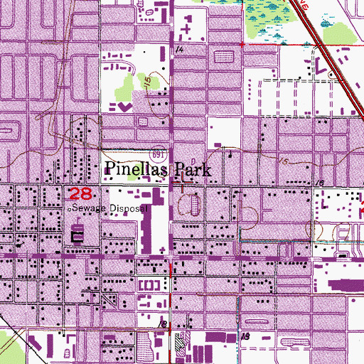 Topographic Map of Pinellas Park, FL