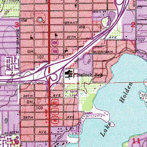 Topographic Map of Pineloch School, FL