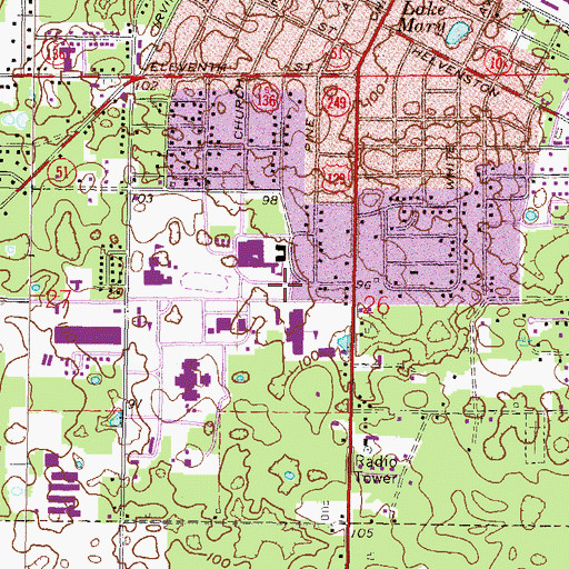 Topographic Map of Pineview School, FL