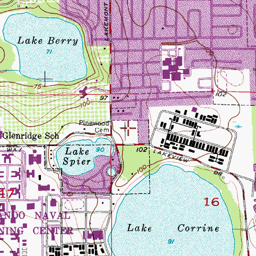 Topographic Map of Pineywood Cemetery, FL