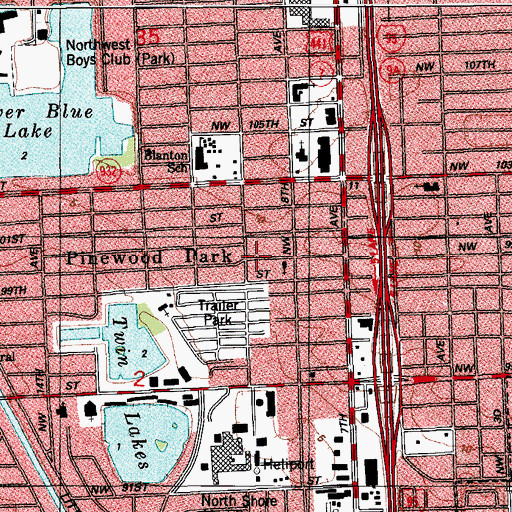 Topographic Map of Pinewood Park, FL