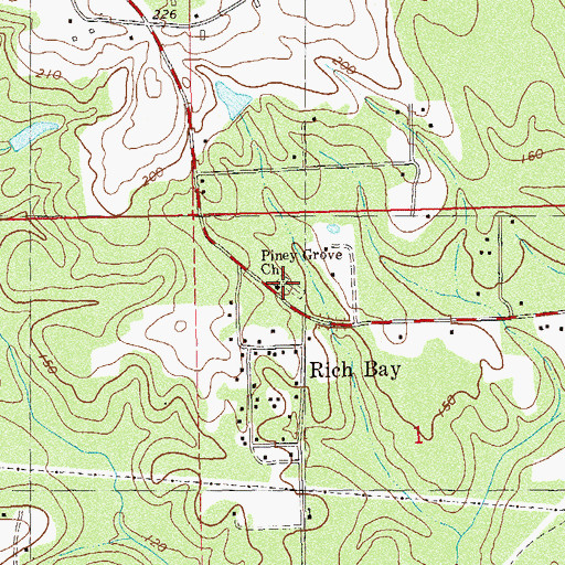 Topographic Map of Piney Grove Church, FL