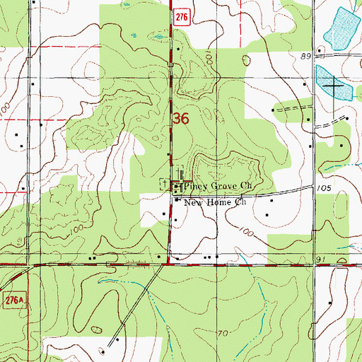 Topographic Map of Piney Grove Church, FL